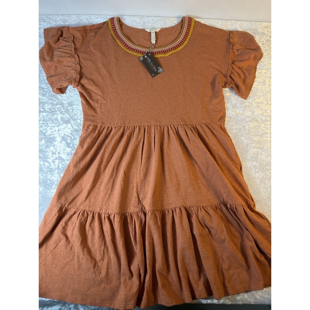 Matilda Jane‎ Dress Womens Rust Orange Tiered Ruffle Sleeve Boho Cottagecore NWT